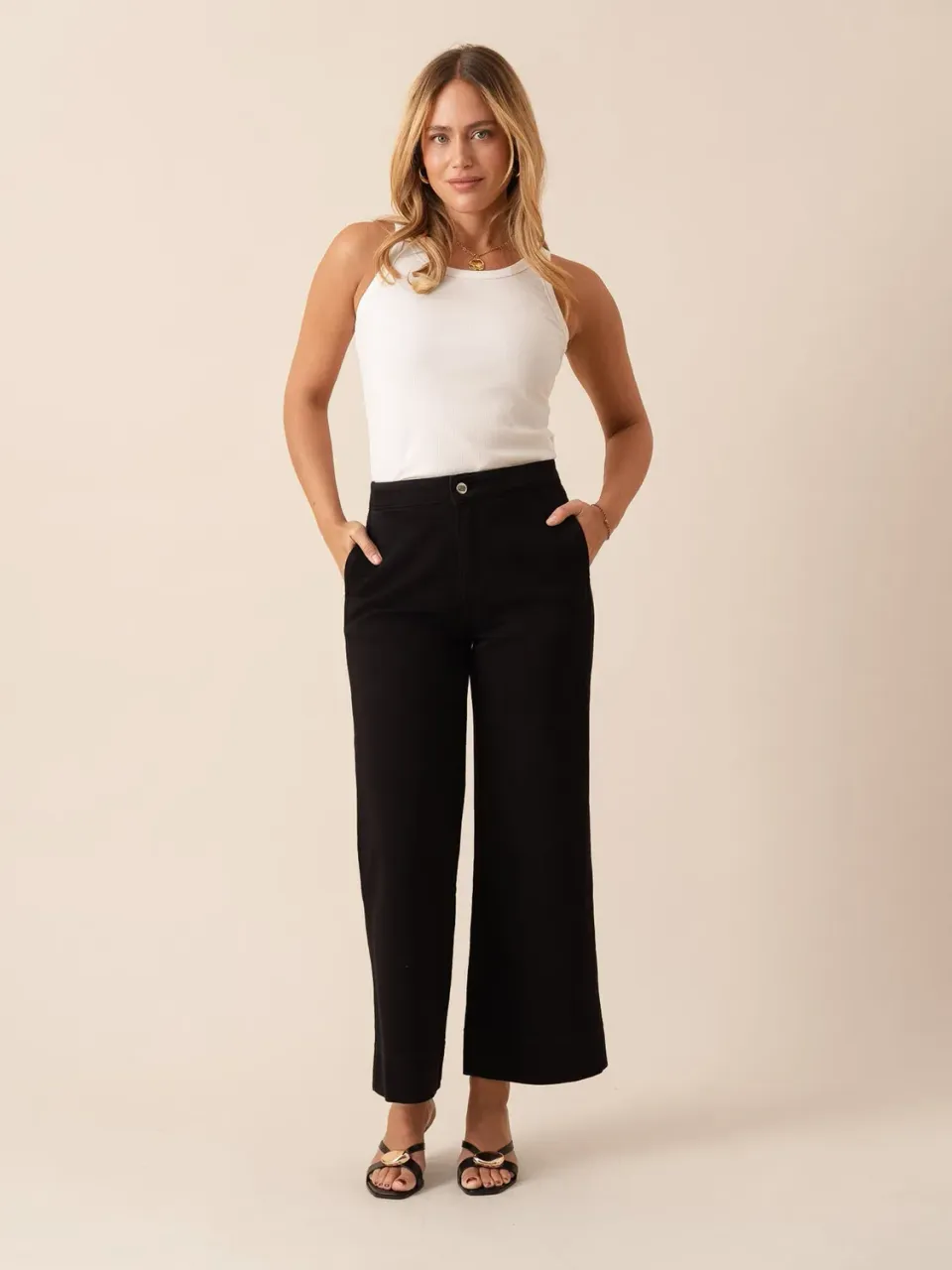 Oraije Jade jeans wide nero push-up ufficio