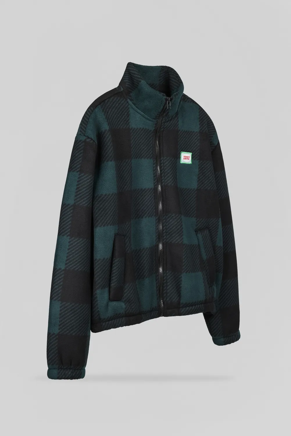 Teddy Smith B-Charles Jr Pile Ragazzo Verde Pino Quadri Sherpa