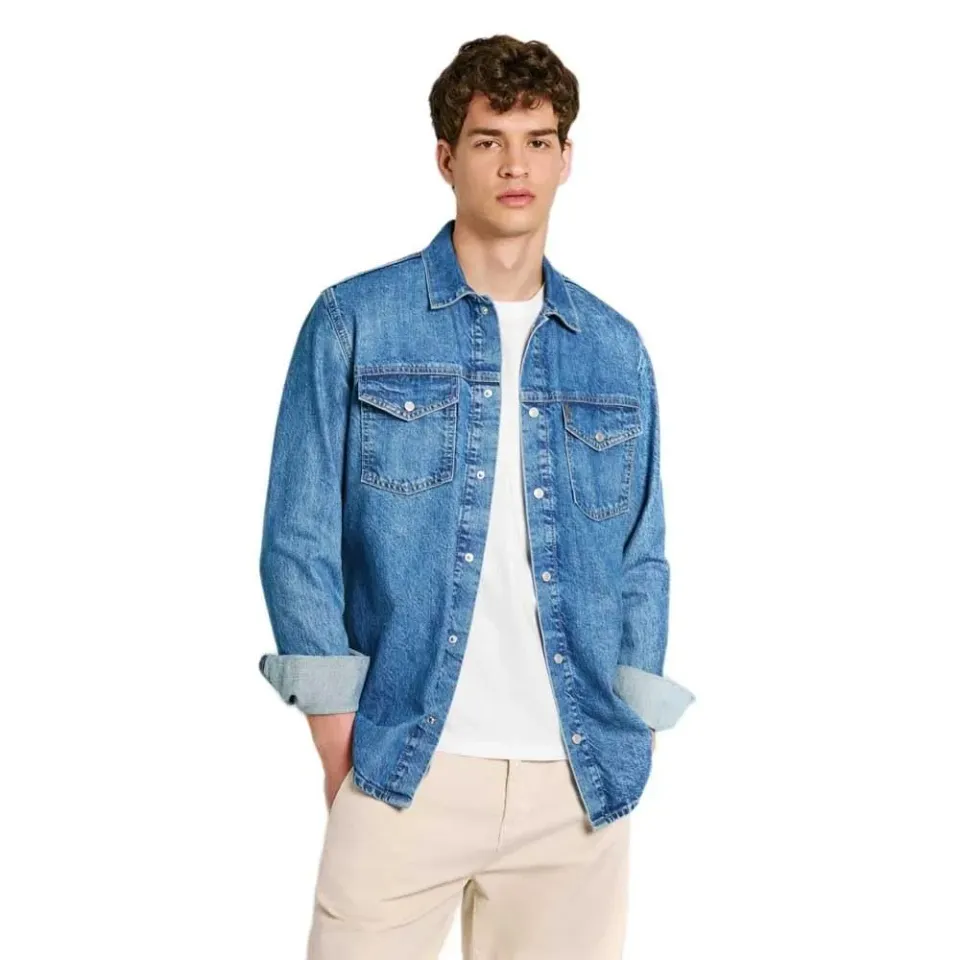 Pepe Jeans Camicia Jeans Uomo L Blu Stonewash