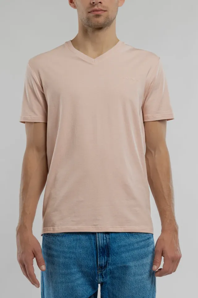 Teddy Smith Tawax 2 MC t-shirt scollo V rosa uomo