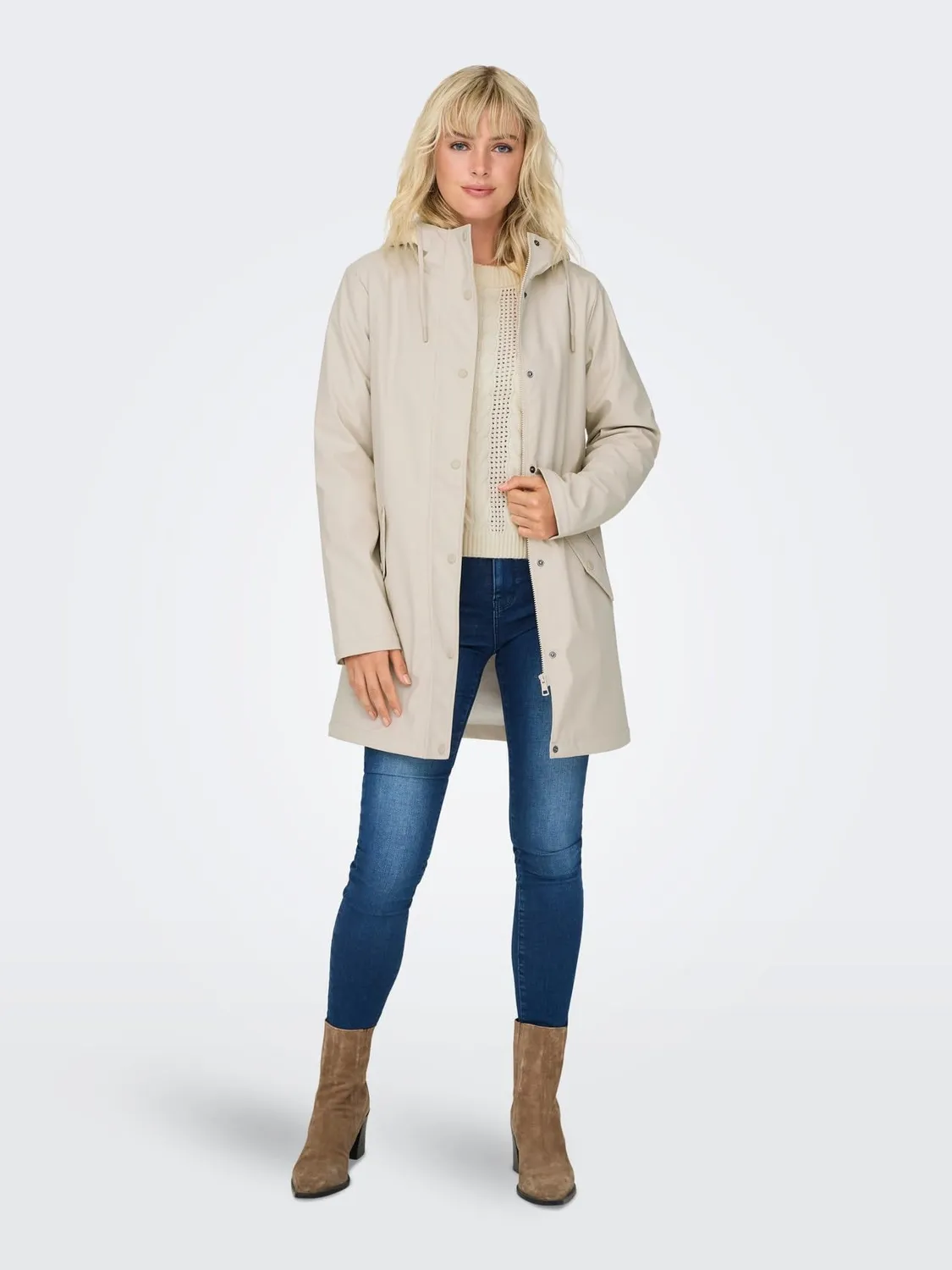 ONLY Raincoat Giacca Antipioggia con Teddy fodera