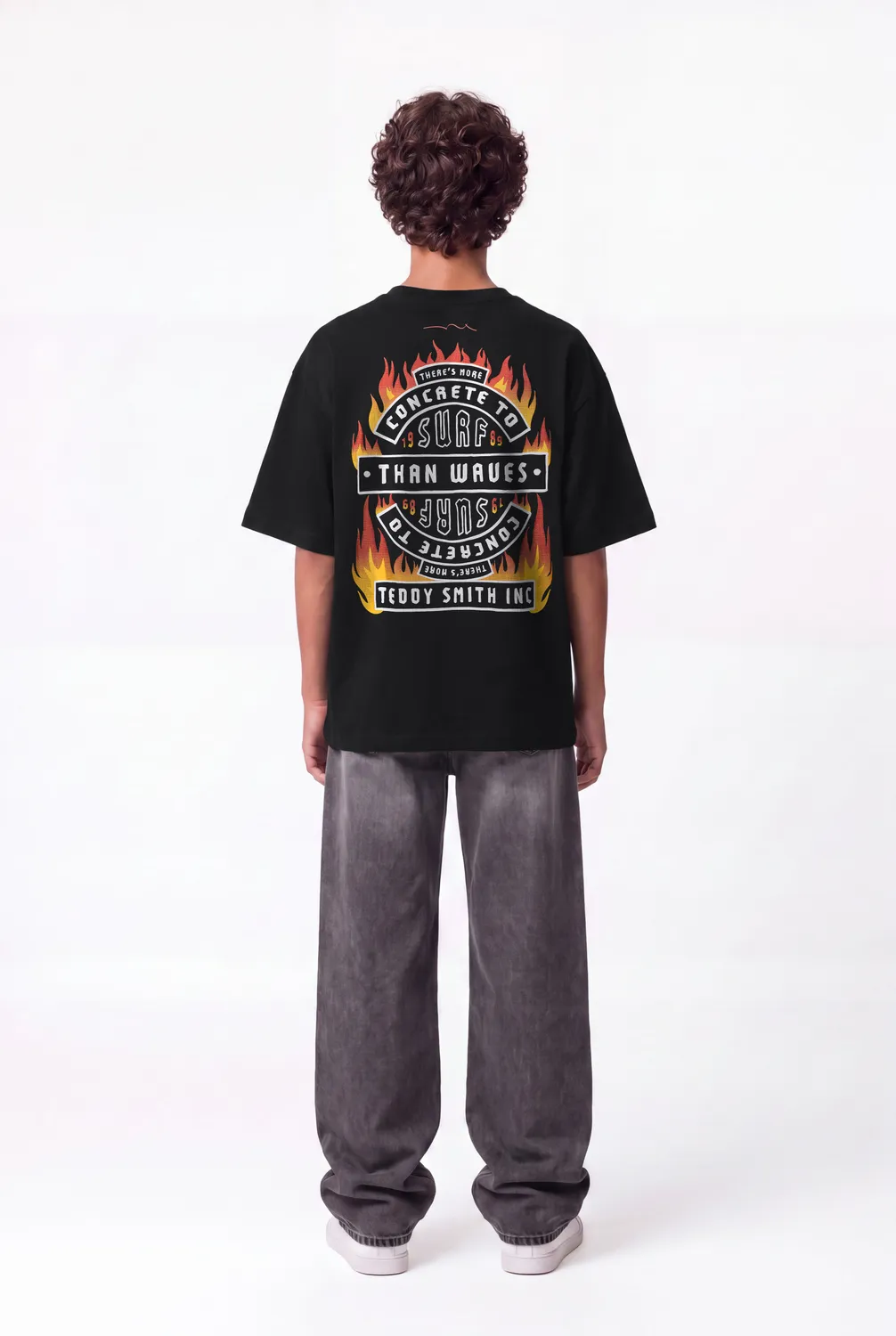 Teddy Smith T-Feu T-Shirt Bambino Nero Cotone Stampa