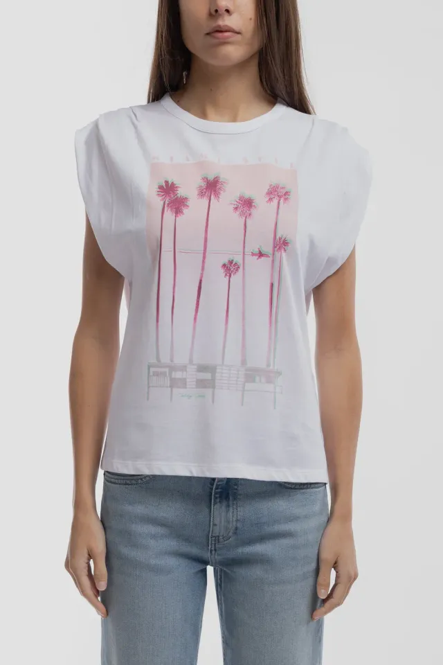 Teddy Smith T-Miami t-shirt donna bianca grafica