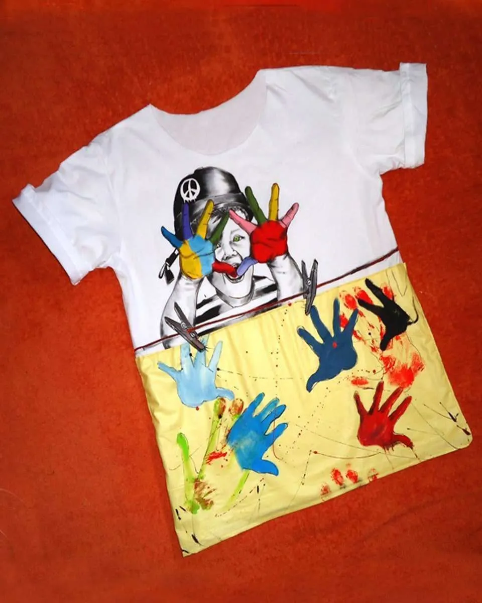 Never Say Never Bambino Fantasie Yellow t-shirt dipinta a mano