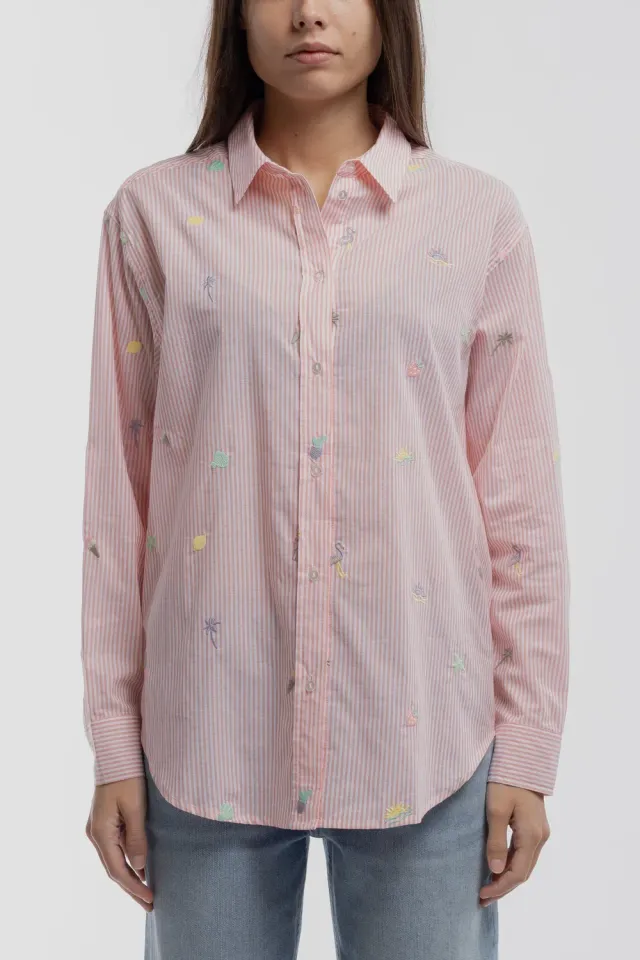 Teddy Smith C-Louisy ML Peach camicia righe voile