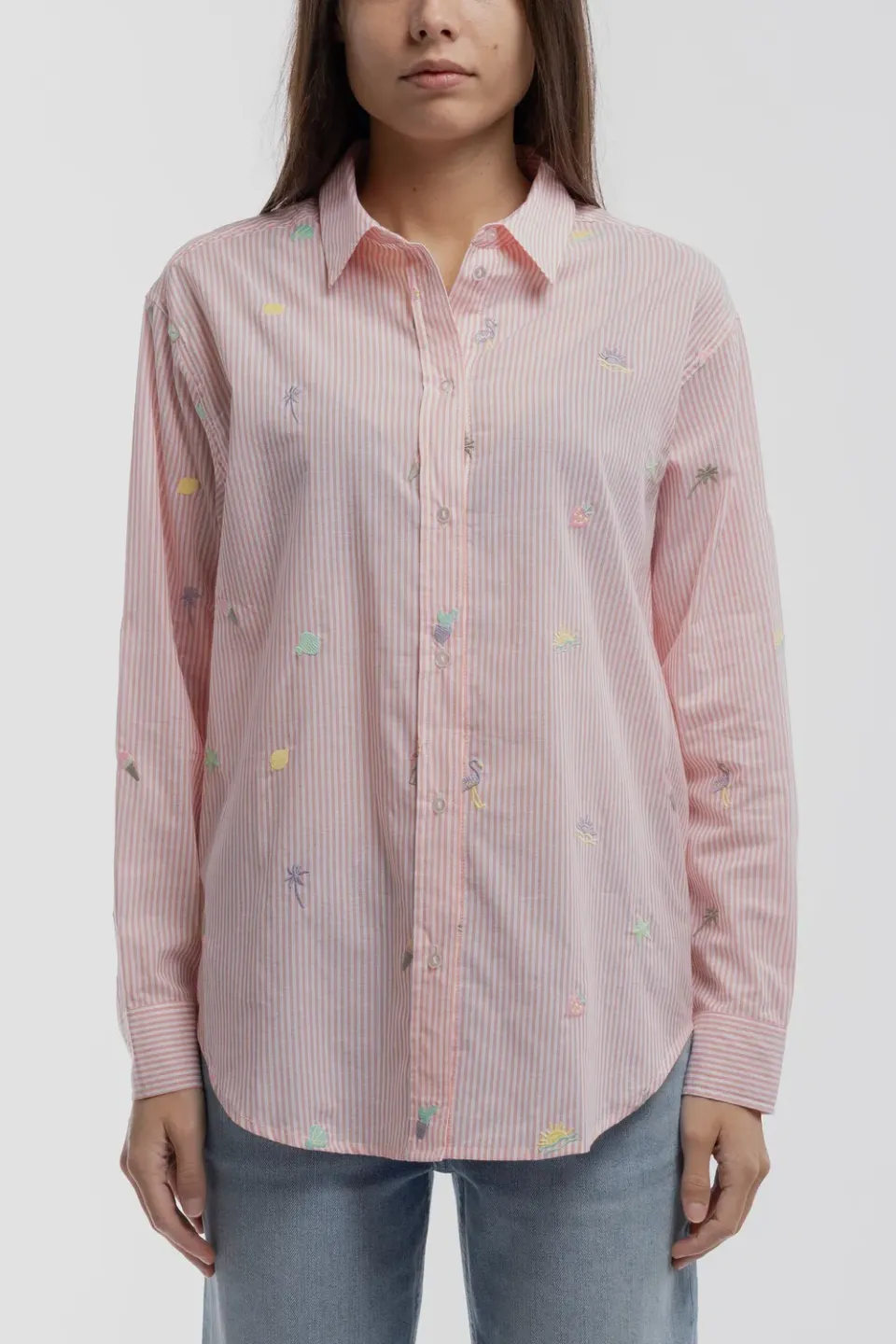 Teddy Smith C-Louisy ML Peach camicia righe voile