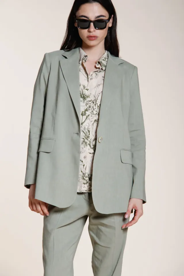 Mason's Irene blazer donna verde lino viscosa