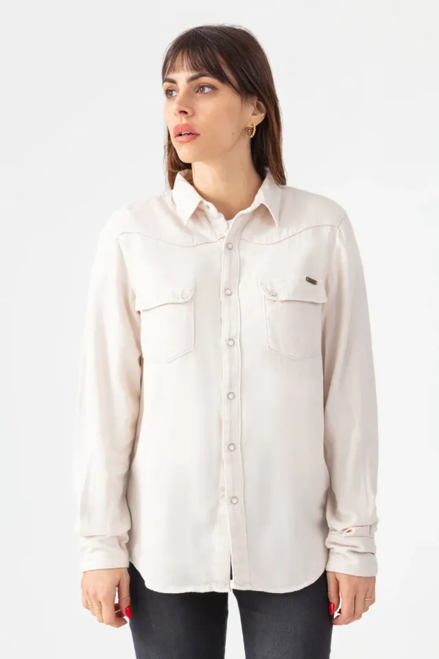 Acquaverde Clyde camicia Cream western bottoni pressione