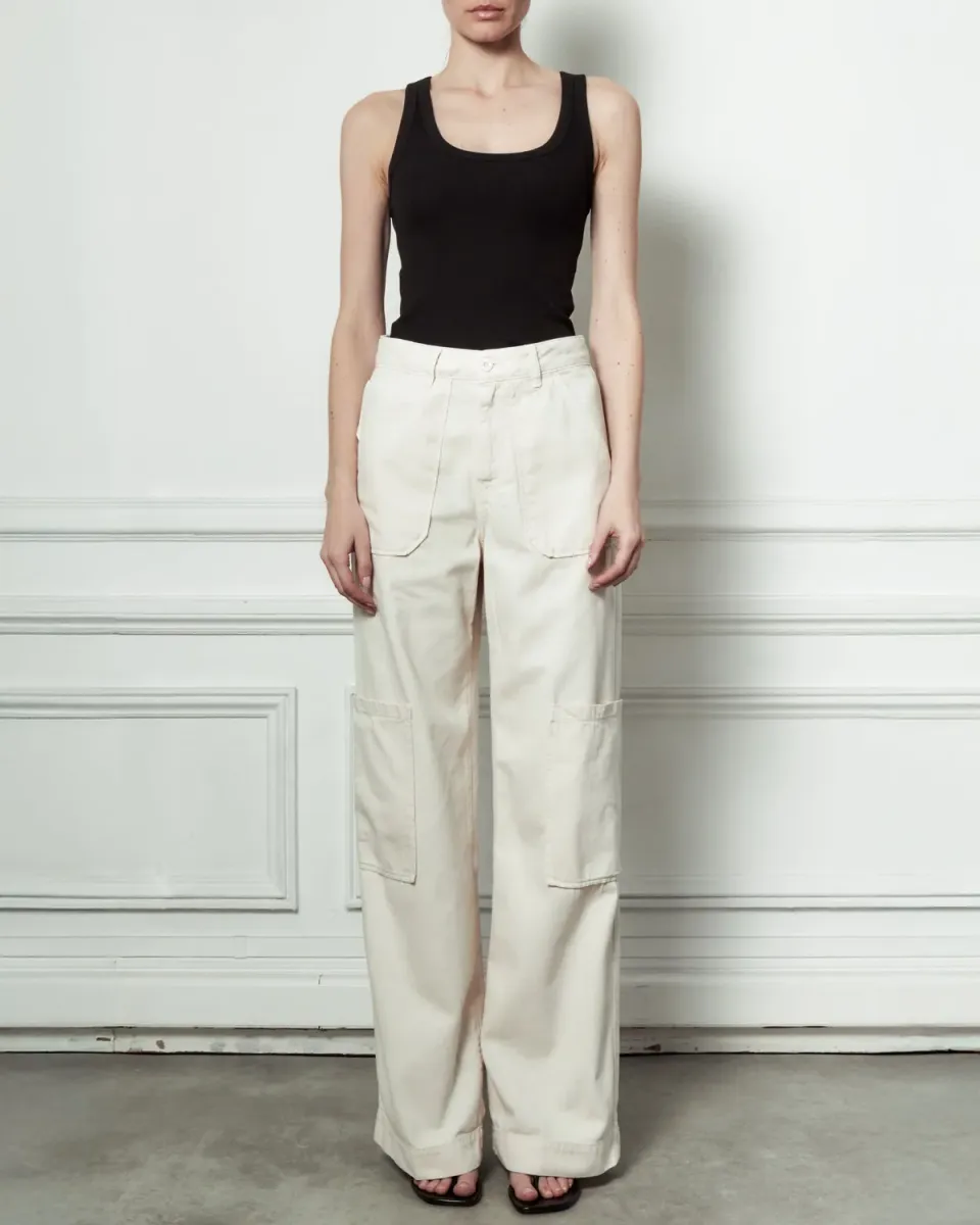 acquaverde Sander pantalone chevron cream vita alta