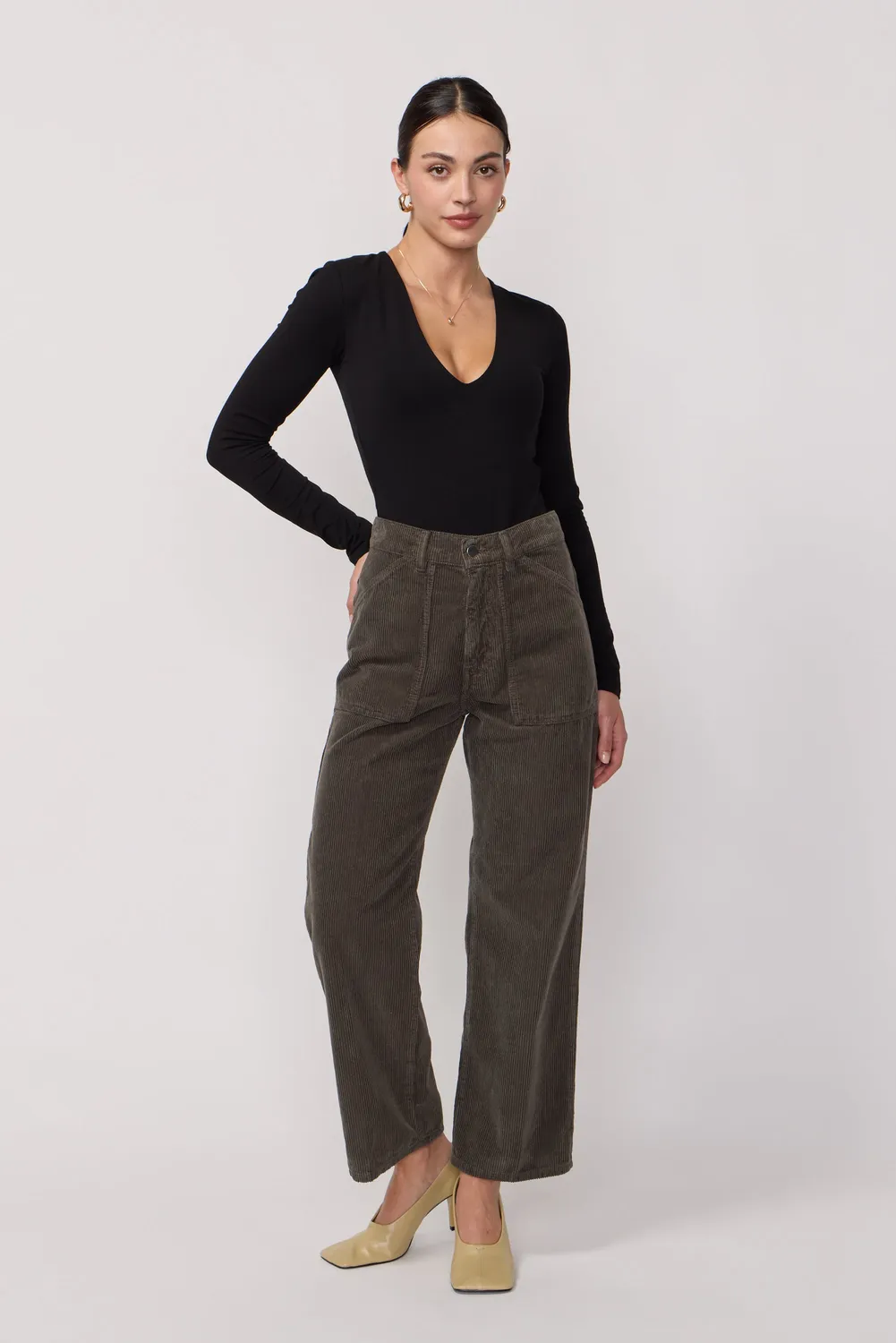 acquaverde Eddy pantaloni velluto verde muschio