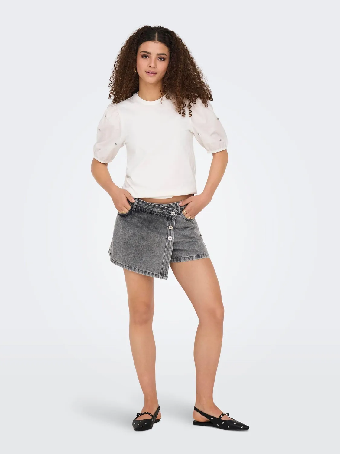 ONLY Onllesly Gonna Jeans Donna XL Grigio Chiaro