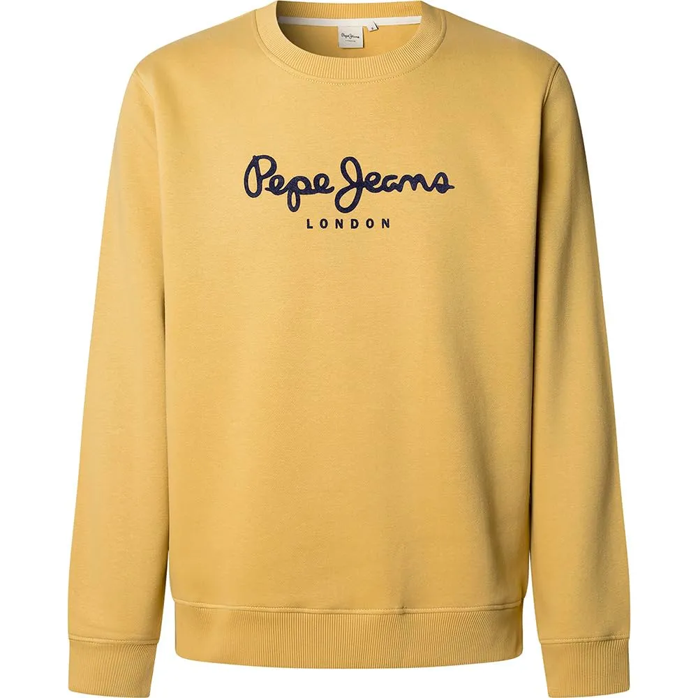 Pepe Jeans Macbeth Plain Crew Felpa Uomo Gialla Logo Grande