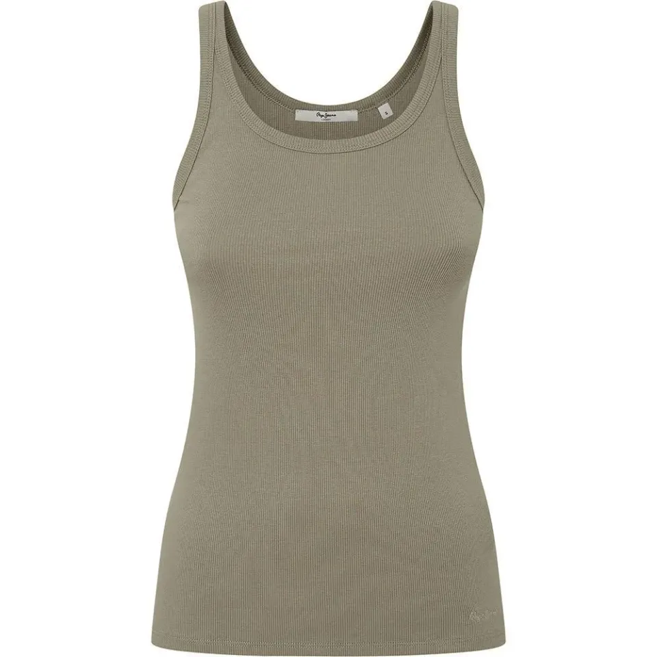 Pepe Jeans Eliel Canotta Donna Verde cotone costine