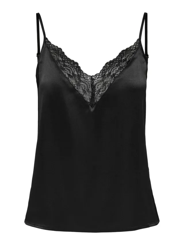 ONLY Onlvictoria SL Lace Mix canotta donna nero pizzo