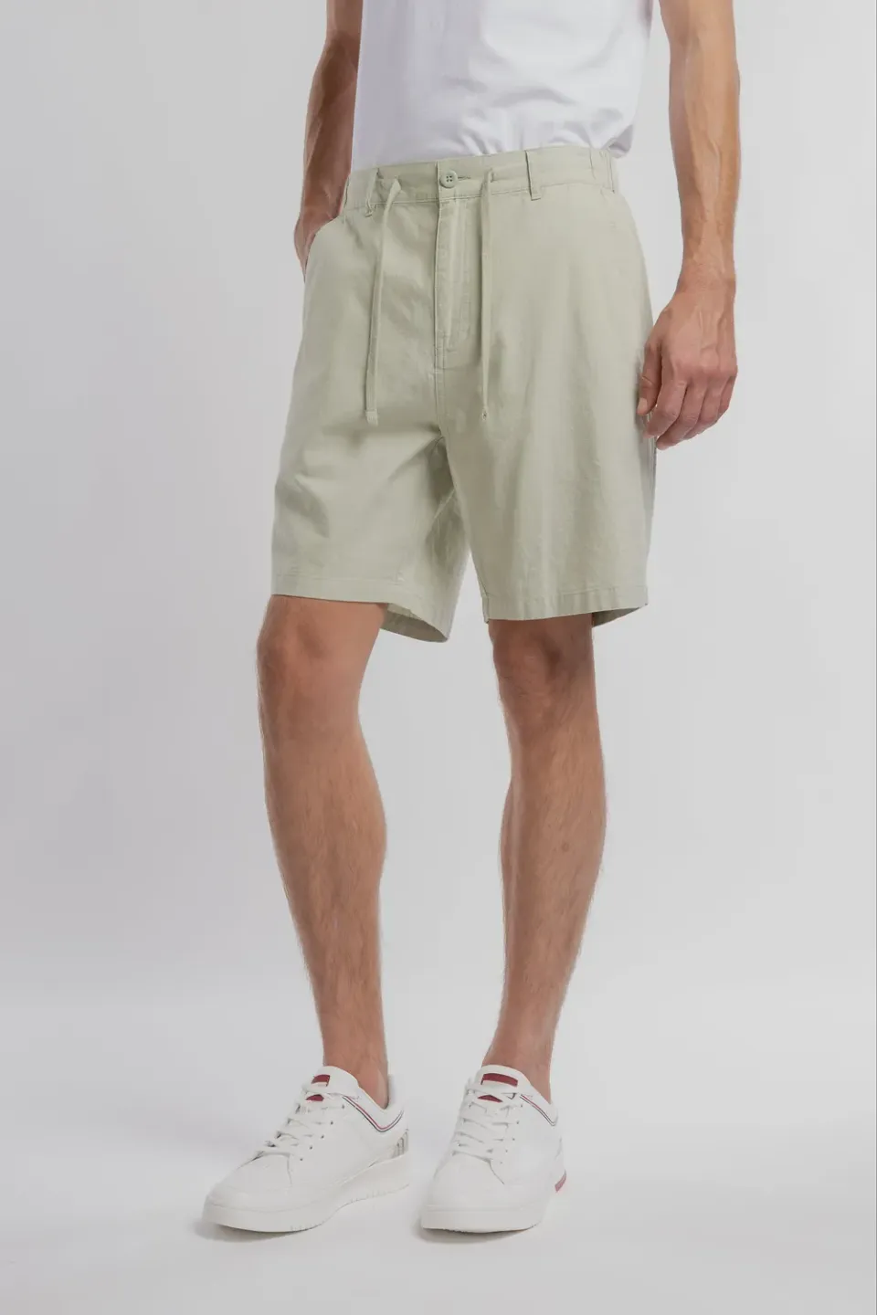 Teddy Smith S-Linen Chino shorts verde salvia uomo lino
