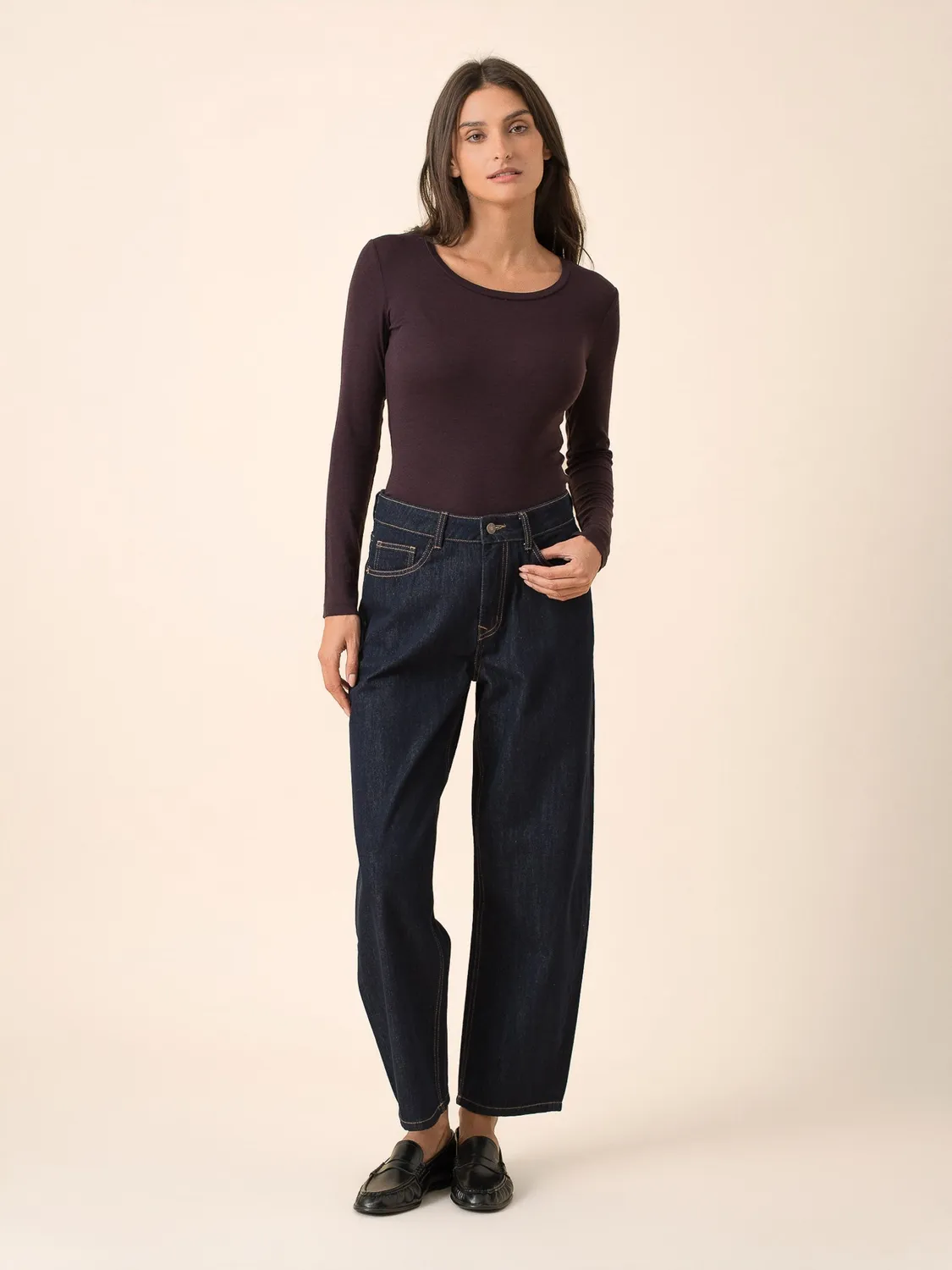 Oraije Brune jeans barrel grezzo
