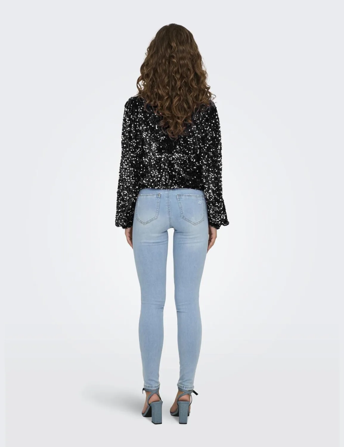 ONLY Onlanika Sequin LS top S finto incrocio