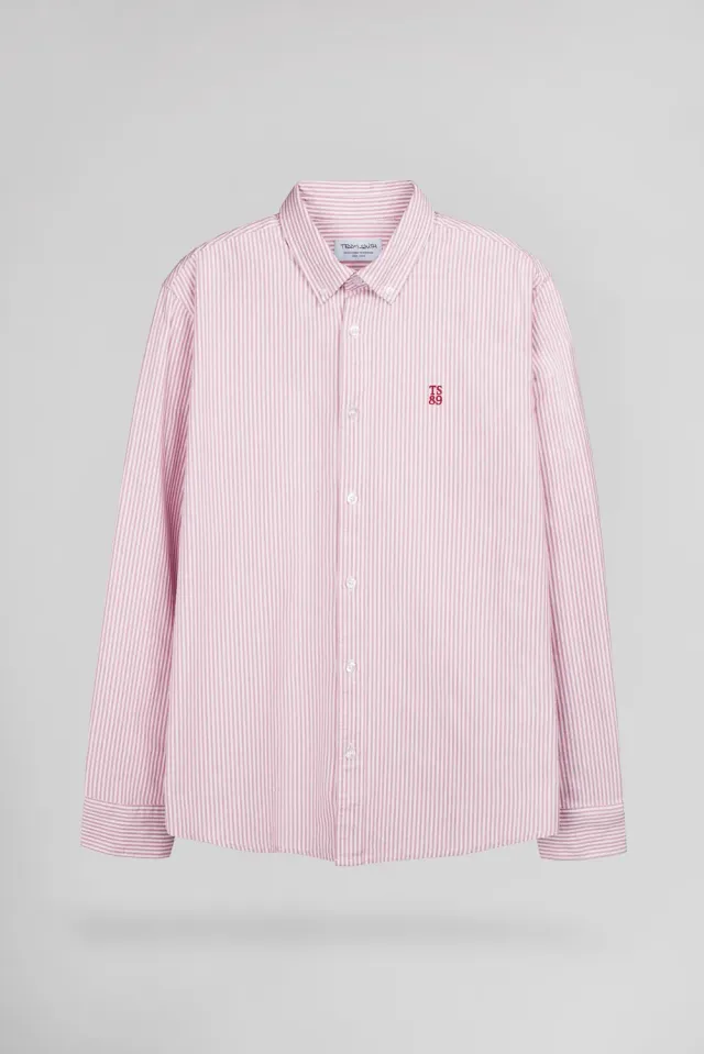 Teddy Smith C-Stanley ML camicia uomo oxford righe rosse