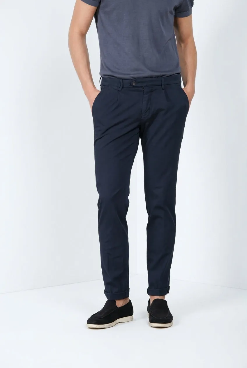 Mason's Torino 1 Pinces Flex chino uomo blu notte slim