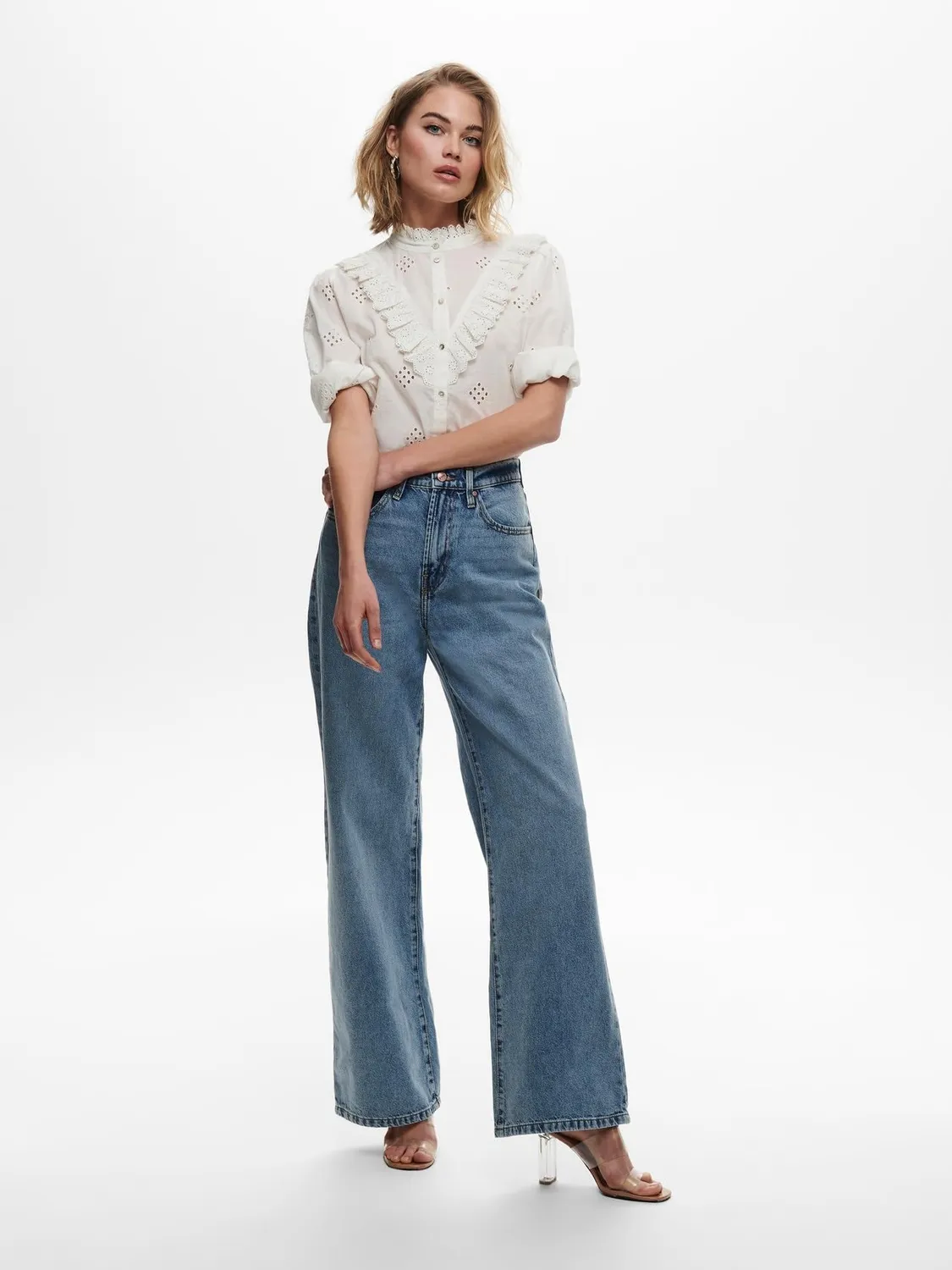 ONLY Onlhope Wide Leg jeans donna vita alta