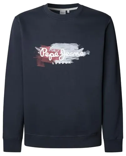Pepe Jeans Trey Crew felpa uomo blu M logo petto
