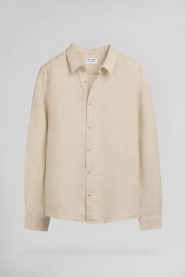 Teddy Smith C-Linen ML Camicia Uomo Beige 100% Lino