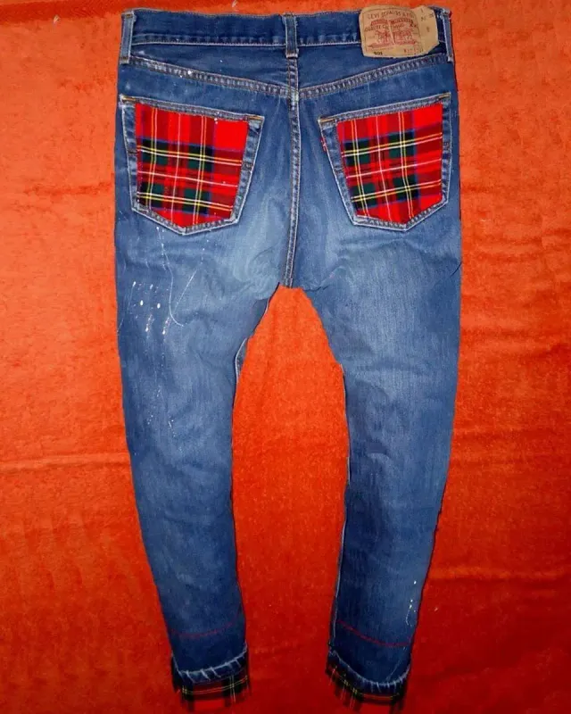 Never Say Never Levi's Vintage Scozzese Rosso jeans tessuto