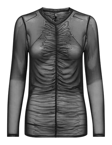 ONLY Onlparis Ruching Top Donna Nero Arricciato