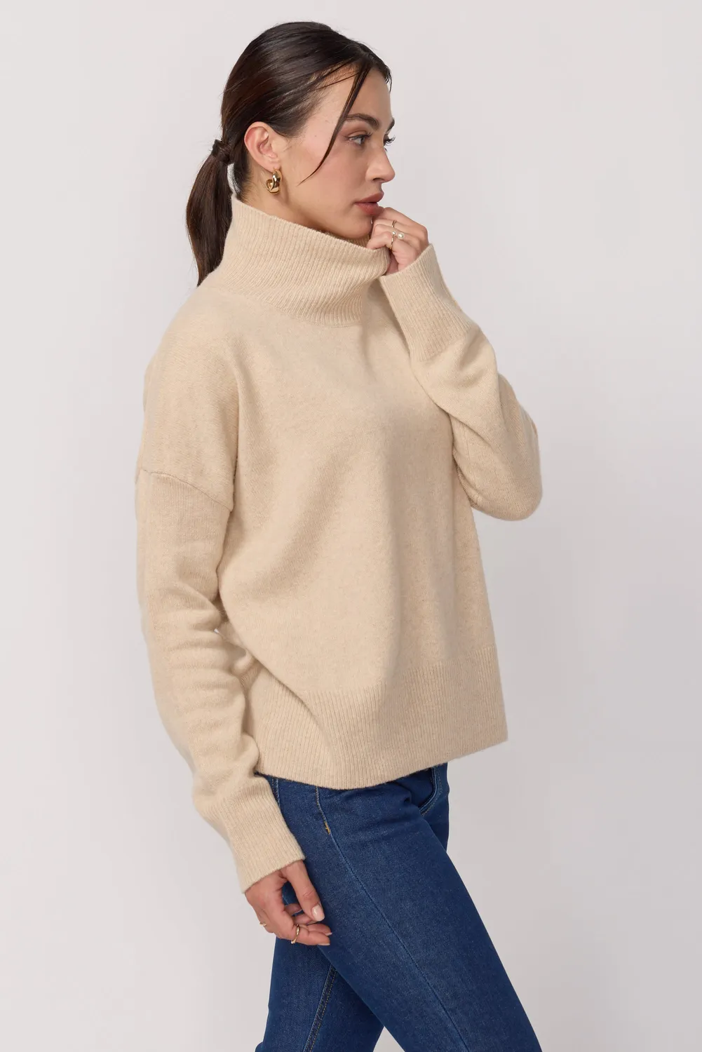 Acquaverde cardigan Beige yak merino oversize bottoni