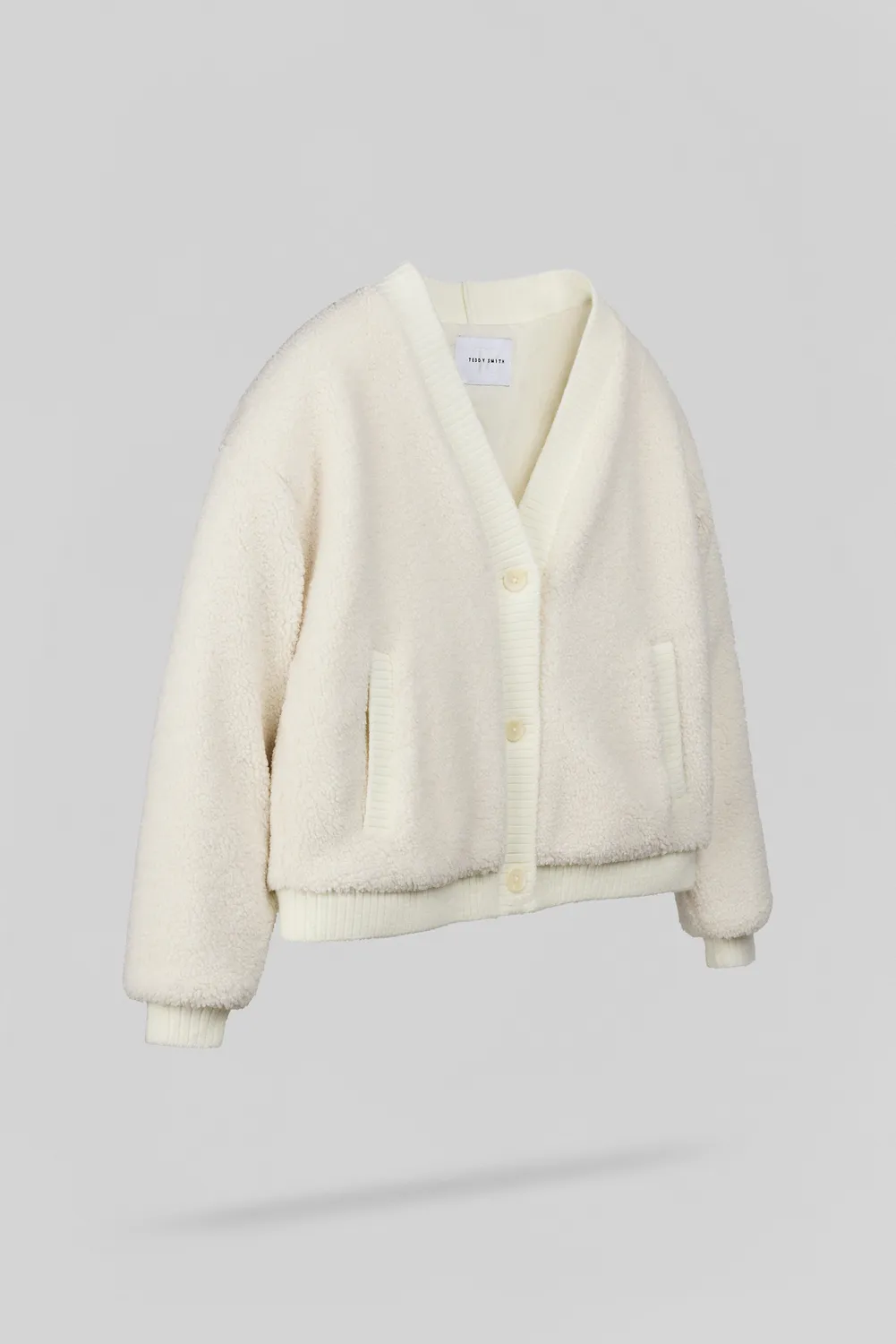 Teddy Smith G-ATESS MIDDLE WHITE cardigan sherpa ecrù donna