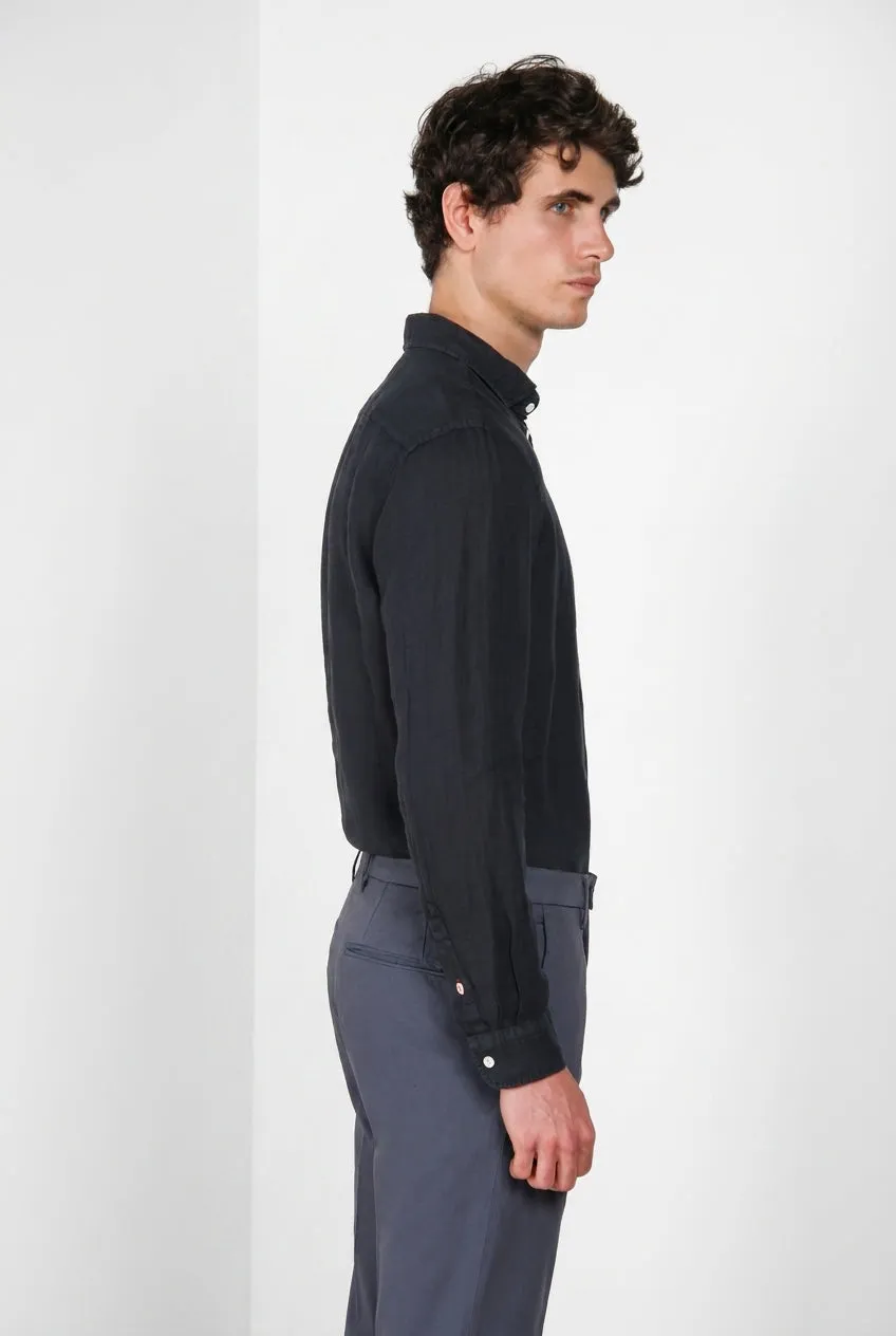 Mason's Torino camicia uomo in lino blu notte