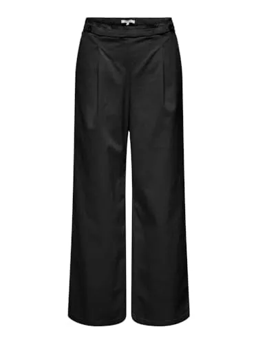 ONLY Onlstella pantaloni wide pull-up neri vita media