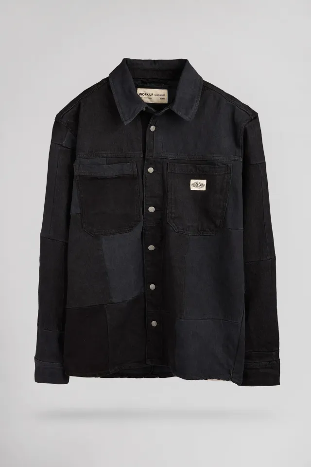 Teddy Smith C-Chicago ML camicia denim patchwork uomo