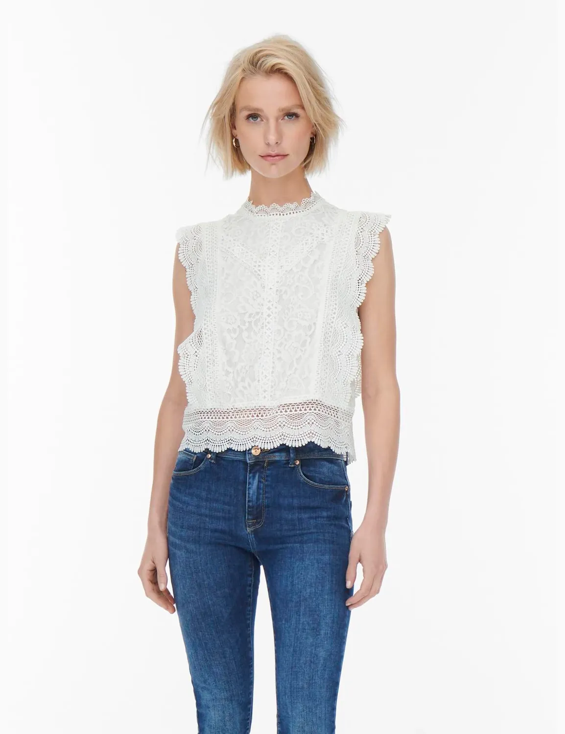 ONLY Onkaro top pizzo senza maniche taglia M