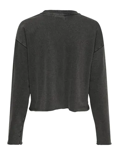 ONLY Onllucinda L/S Flowers O-Neck Ub Swt felpa nera