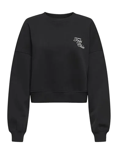 ONLY Onlkiara L/S O-Neck Pearl Swt felpa nera perle