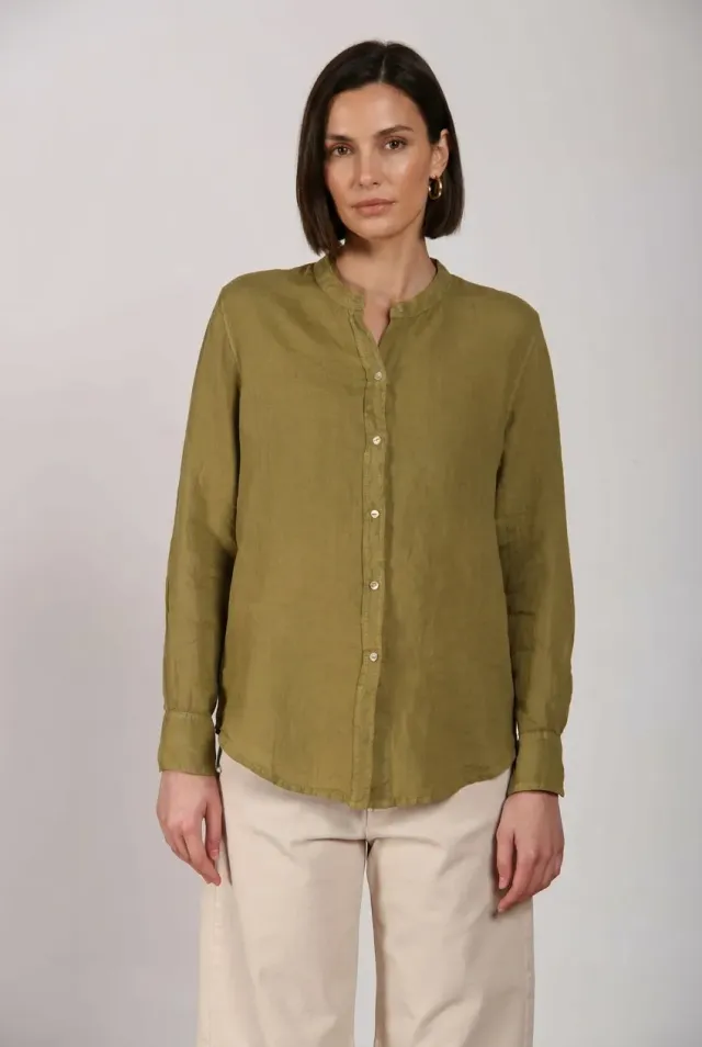 Mason's Delhi camicia verde acido lino 100%