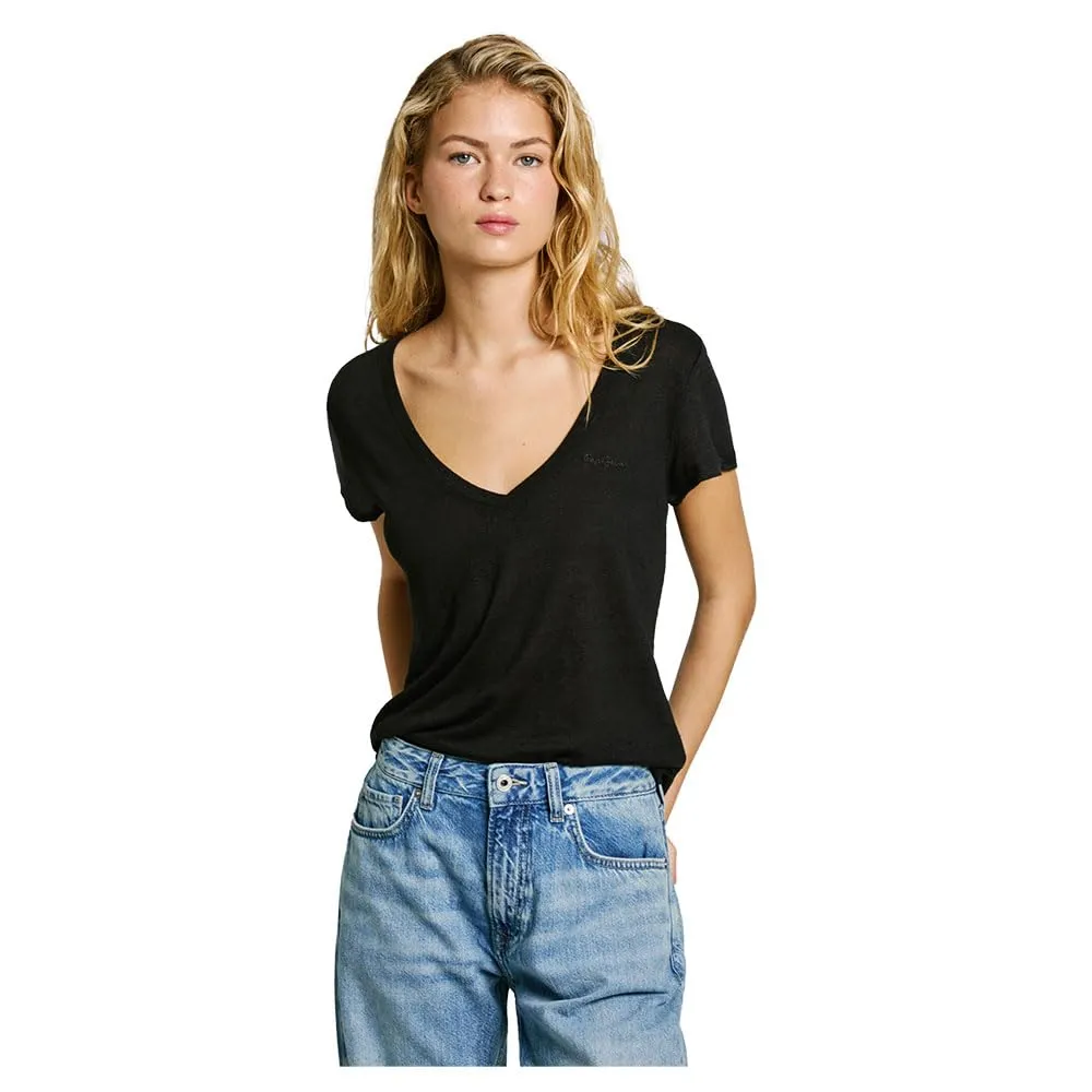 Pepe Jeans Megan V-Neck T-Shirt Donna L Bianco Lino