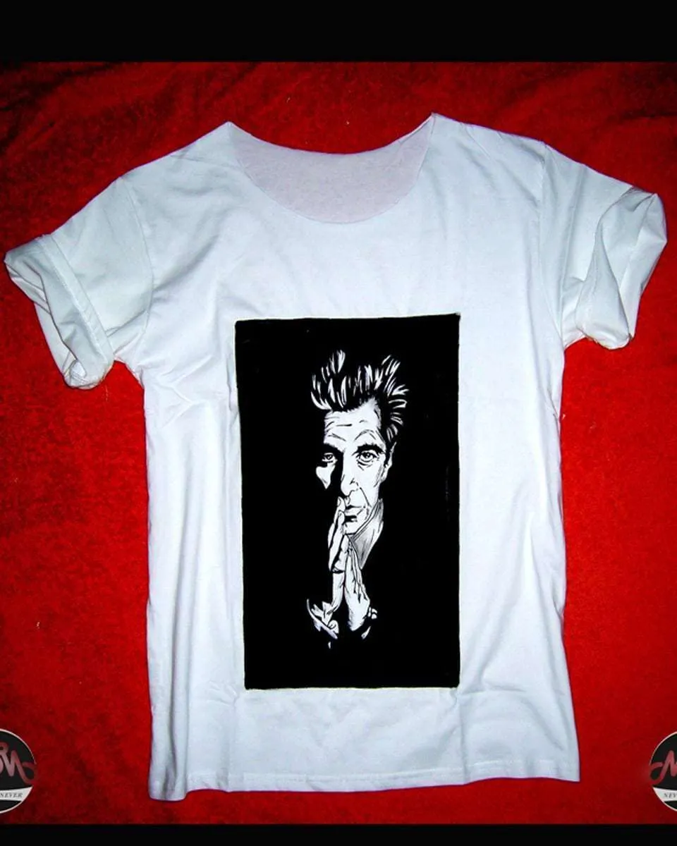 Never Say Never Al Pacino T-Shirt Dipinta a Mano Cotone