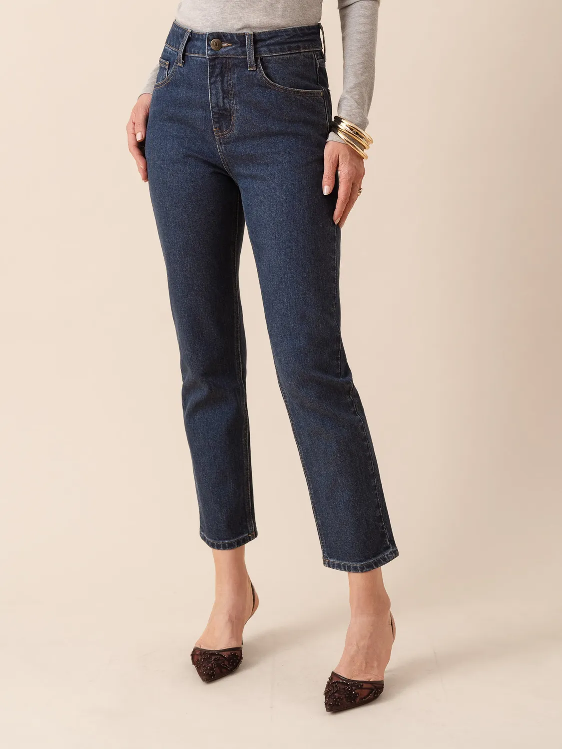 Oraije Mia jeans momfit petite blu scuro