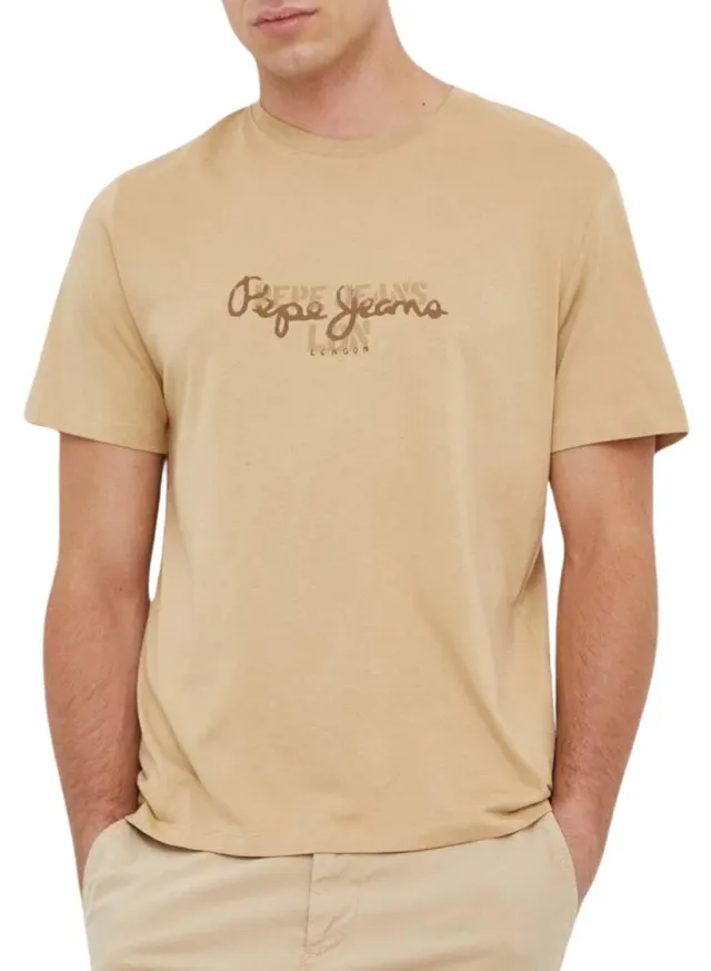 Pepe Jeans Chris t-shirt uomo beige cotone