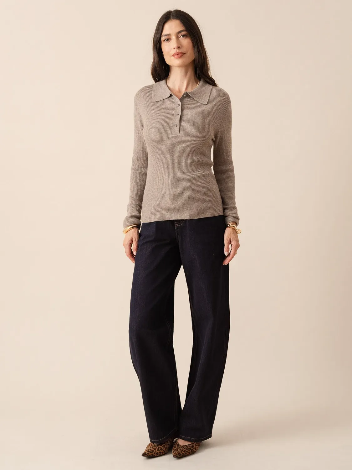 Oraije Céline polo bianco maniche lunghe