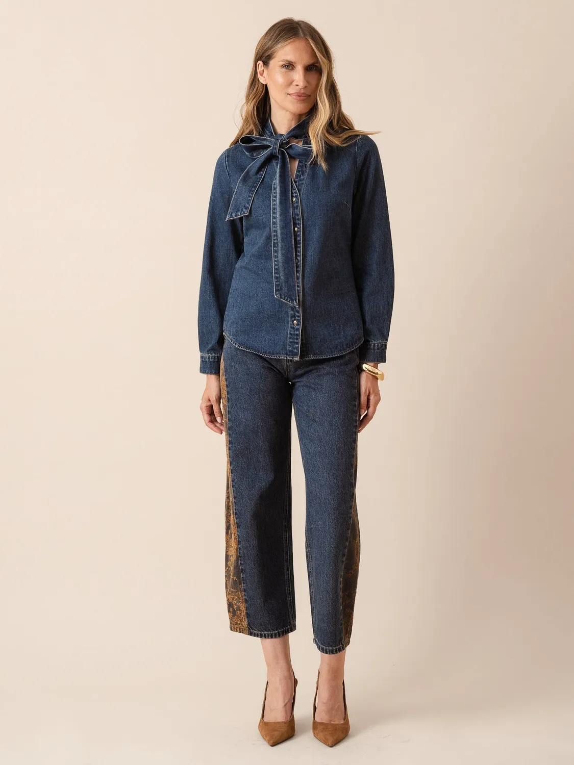 Oraije Clémence camicia blu scuro in cotone