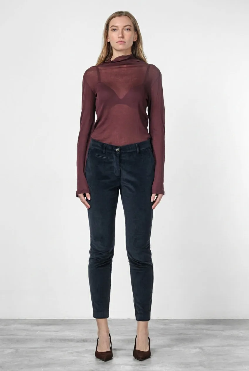 Mason's New York Slim chino donna navy velluto slim