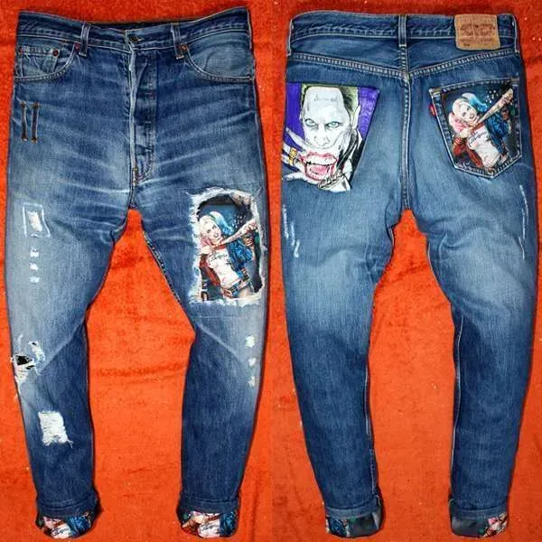 Levi's Vintage Harley Quinn Joker jeans dipinto