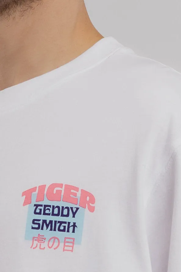 Teddy Smith T-Tiger T-shirt Uomo Bianca Tigre Cotone