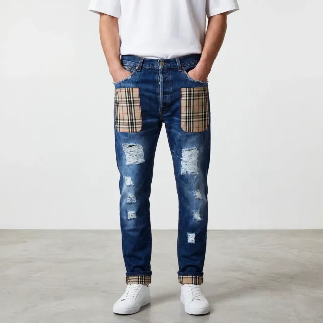 Levi's Vintage Burberry tasconi jeans con tessuto