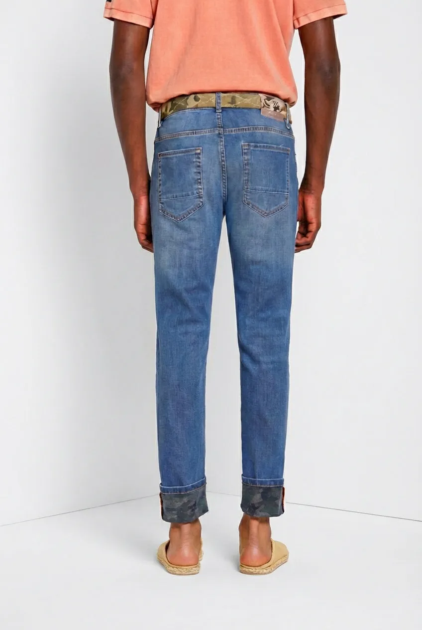 Mason's Harris jeans denim camouflage blu slim