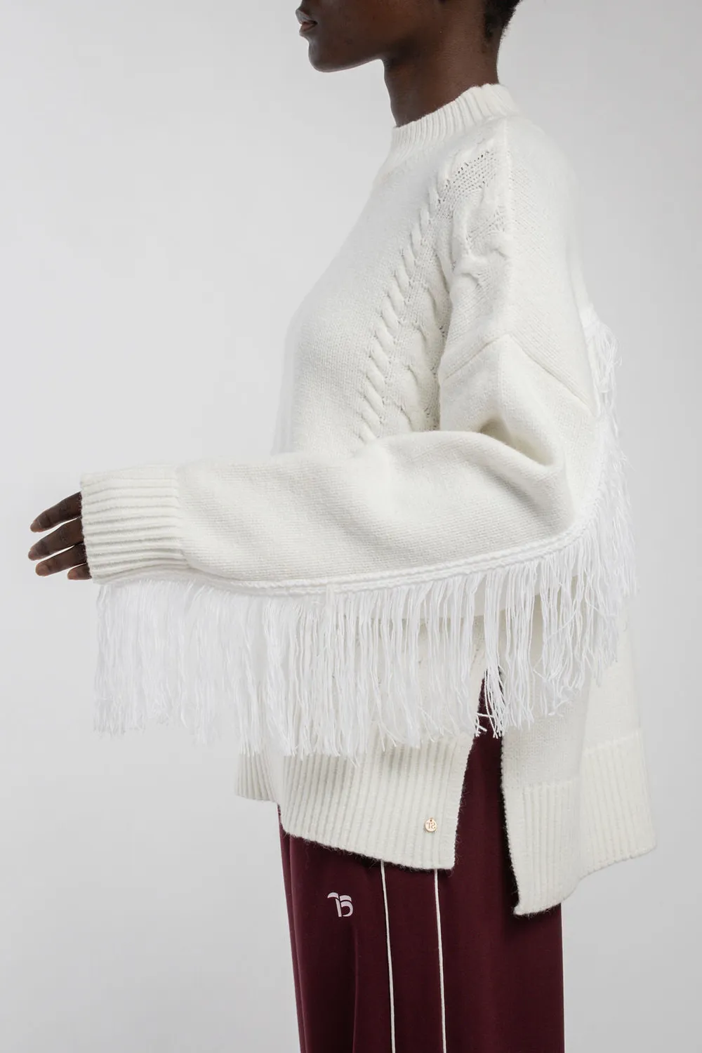 Teddy Smith P-Jennah Middle maglione donna bianco trecce