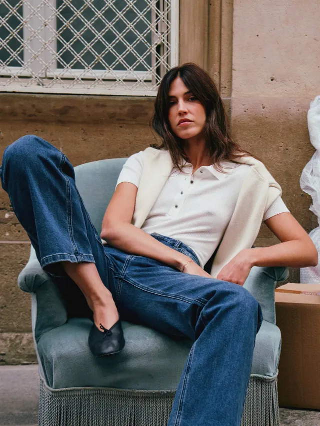Oraije Méline polo in maglia ecru